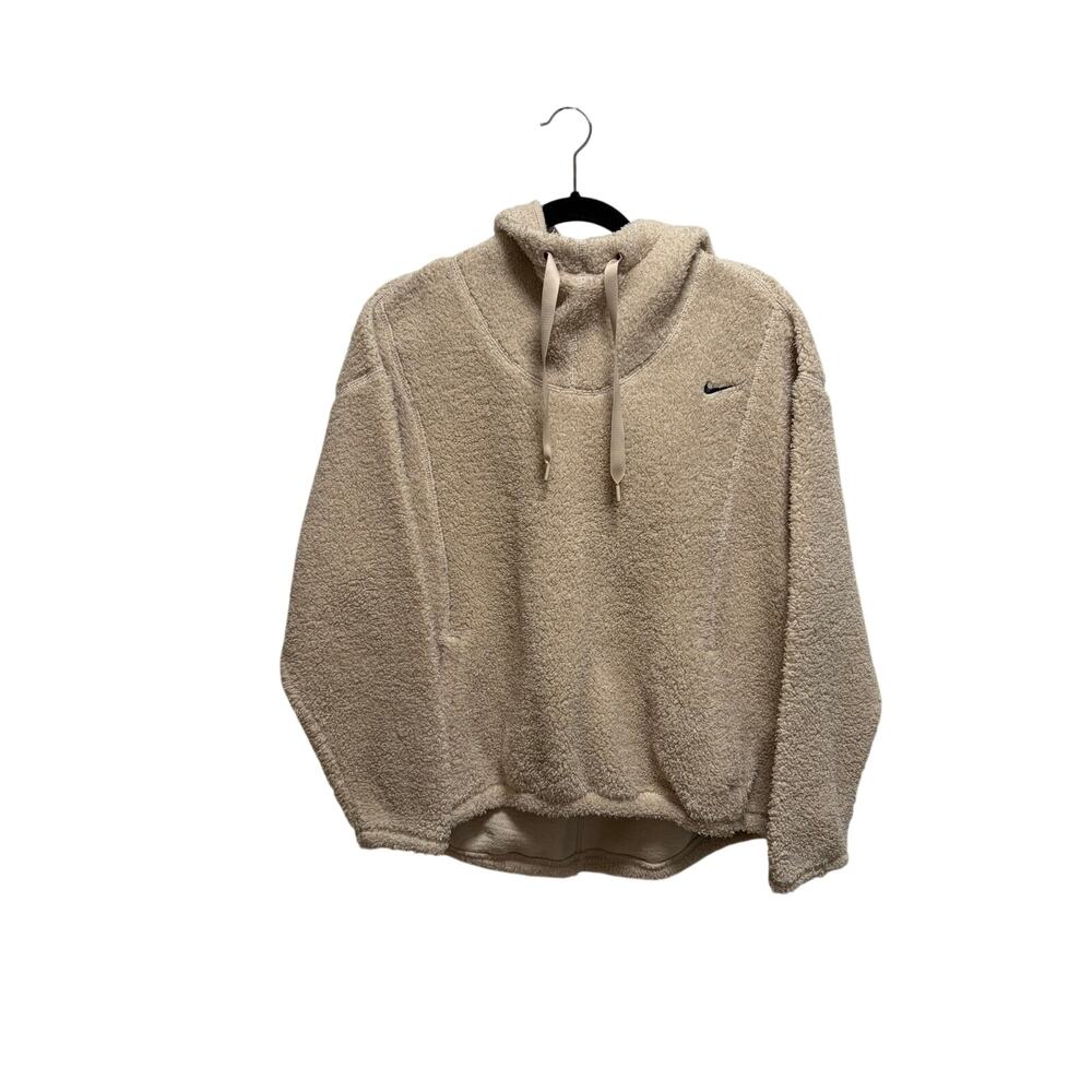 Nike Therma Fit Training Fleece Hoodie Oatmeal Beige Size Medium